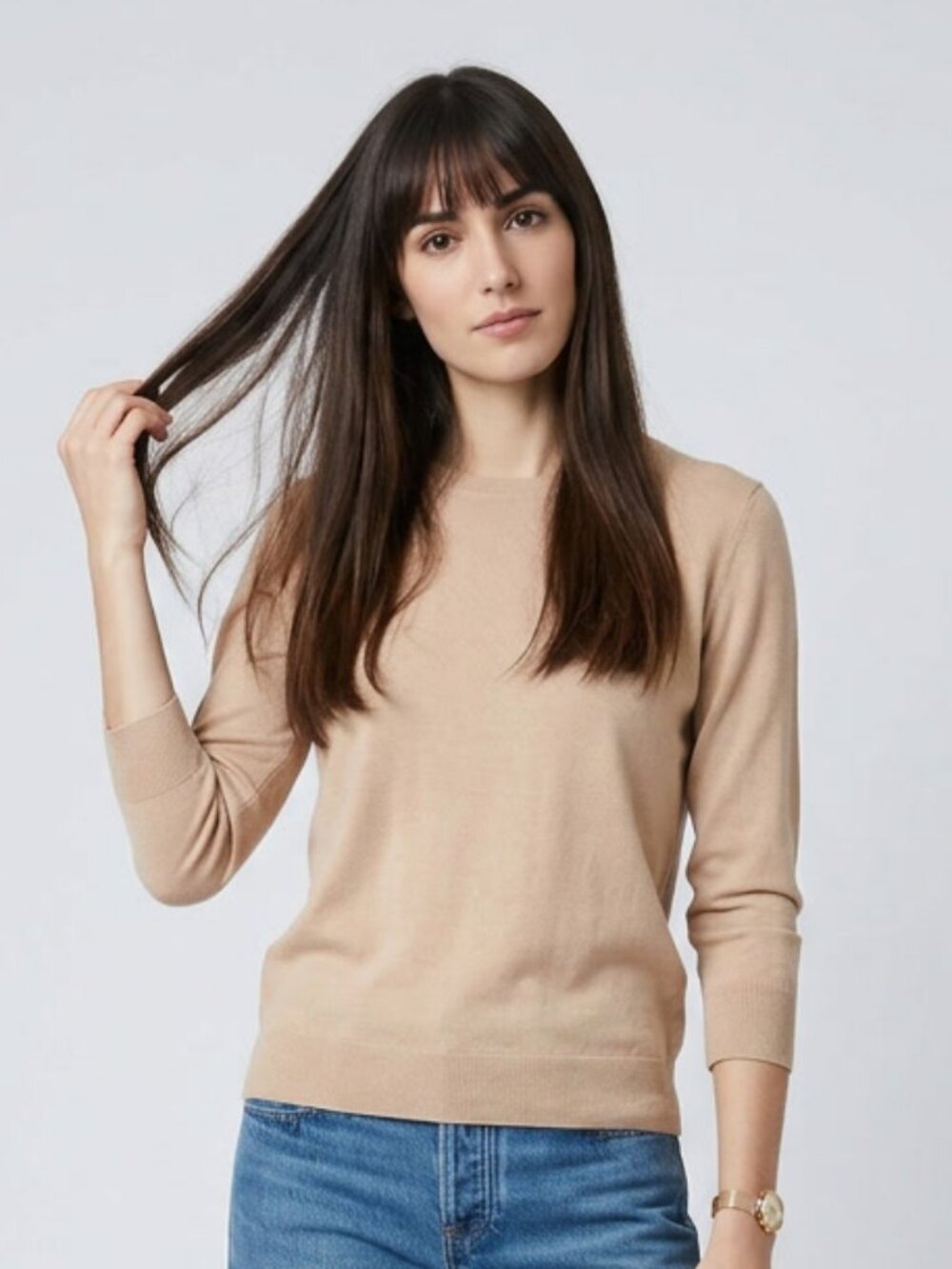 STRENESSE 100% Wool Sweater with Buttons up the Back Beige Size US 4